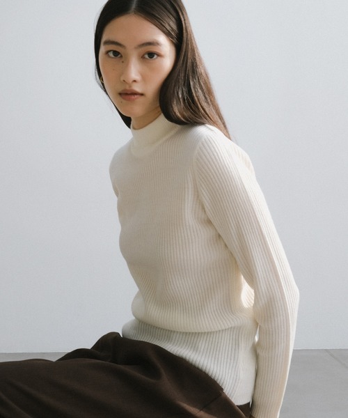 セール】ハイネック長袖リブニットトップス（ニット/セーター）｜andme